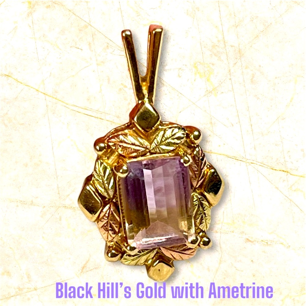 10K Tri Gold Vintage BlackHills gold  Ametrine Pendant